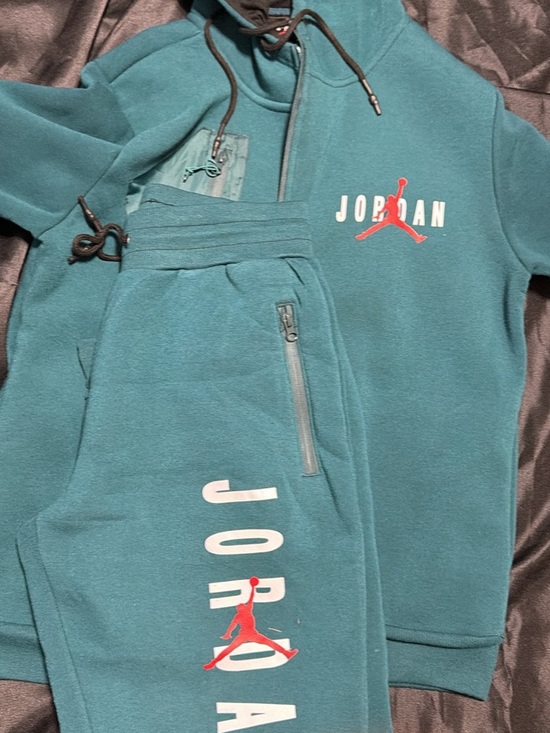 Jordan Pants - Jordan Teal Hoodie and Sweatpants Set with Red Jumpman